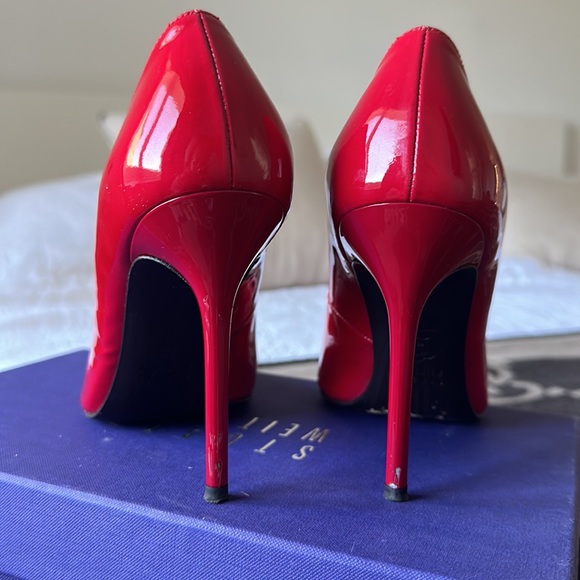 Stuart Weitzman Raspberry Red Stiletto Pumps Sz 7.5 - Picture 3 of 3